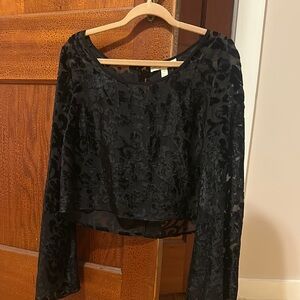 Elegant Black Velvet Women's Top